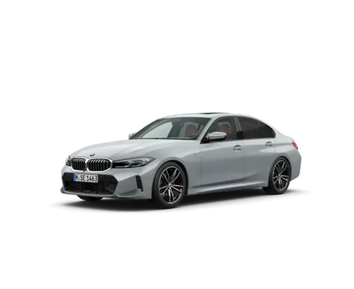 Silver BMW 5 Series sedan shown in a front three-quarter view, featuring the signature kidney grille, sleek LED headlights, alloy wheels, four doors, and a modern aerodynamic body design on a transparent or black background.
